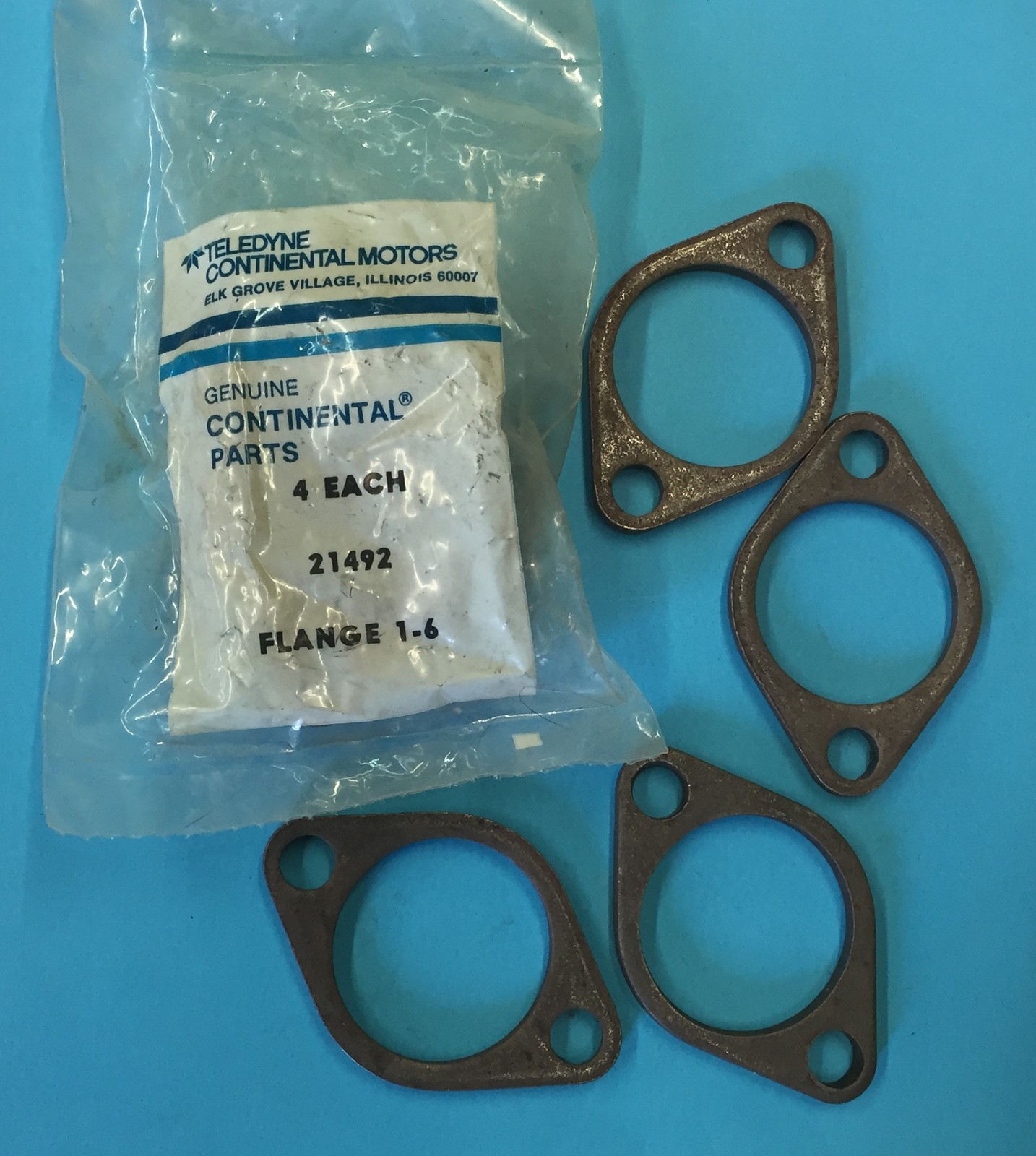 Continental 65, 85, 90, O200 Exhaust Flanges, PN 21492 - NOS, 2 Left, Not Bagged