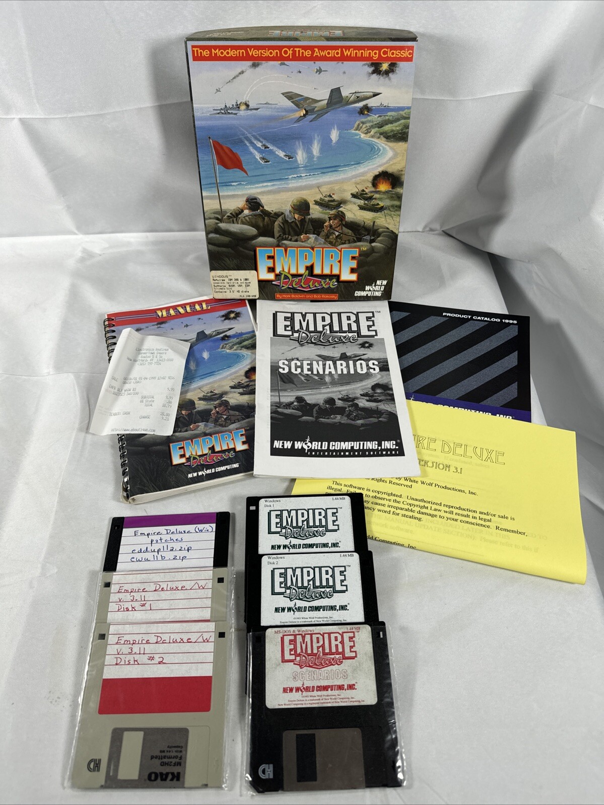 Empire Deluxe IBM 3.5" Disks New World Computing 1993 Receipt 6 Discs Manual