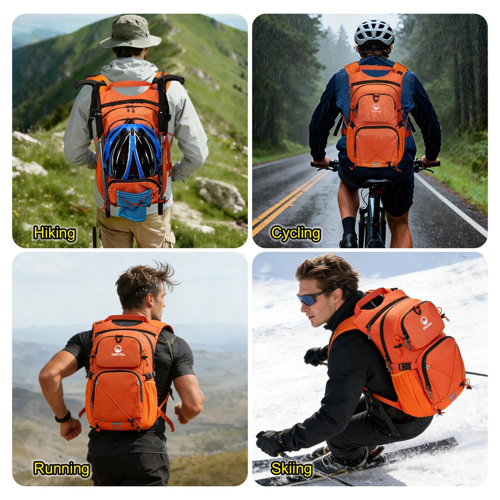 Hydration Backpack 22L, Hiking Backpack with 2L Leakproof Bladder, Sewn-in Ra...