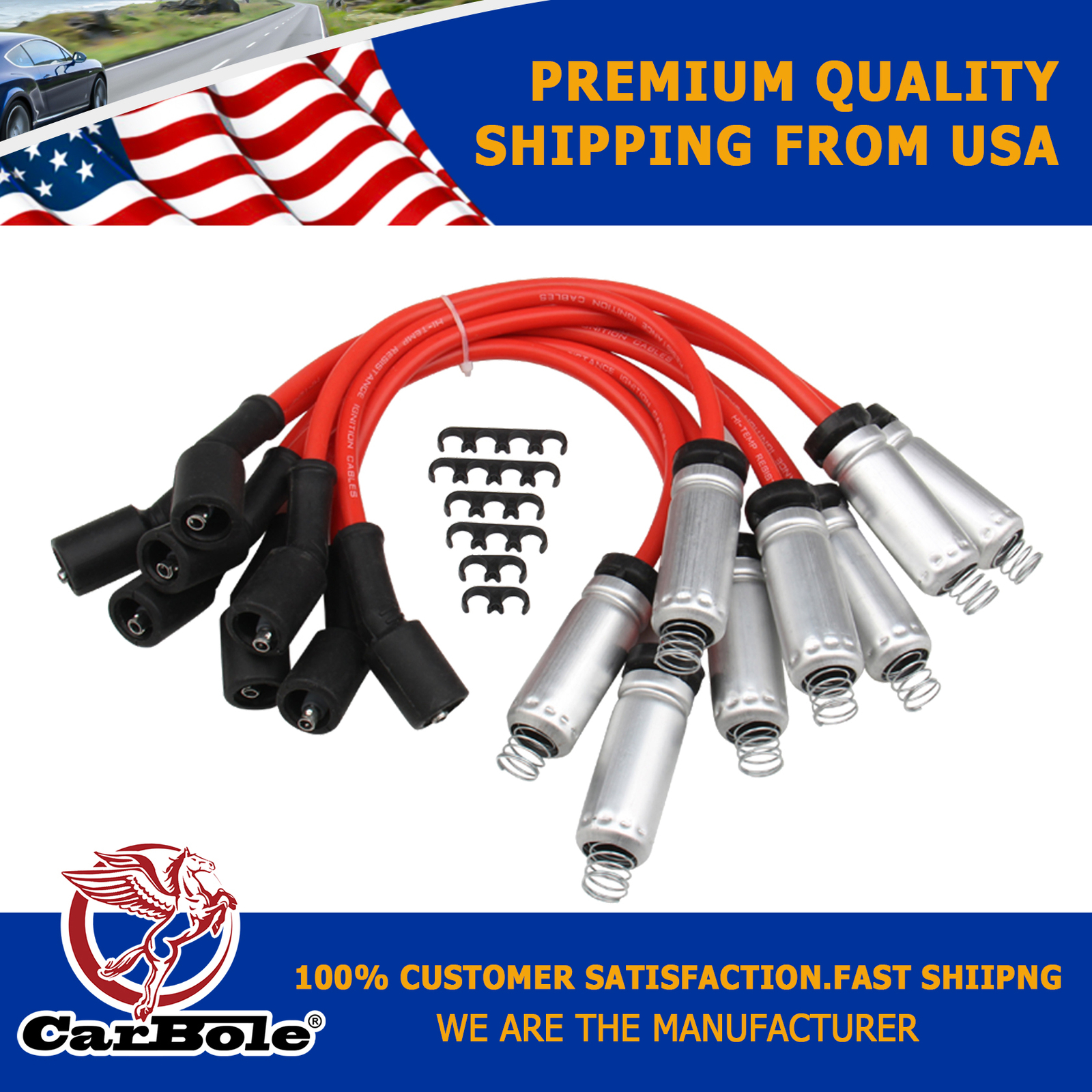 8mm Spark Plug Wires LS1 For Chevy Silverado 1500 2500HD GMC 1999-2007 5.3L 6.0L