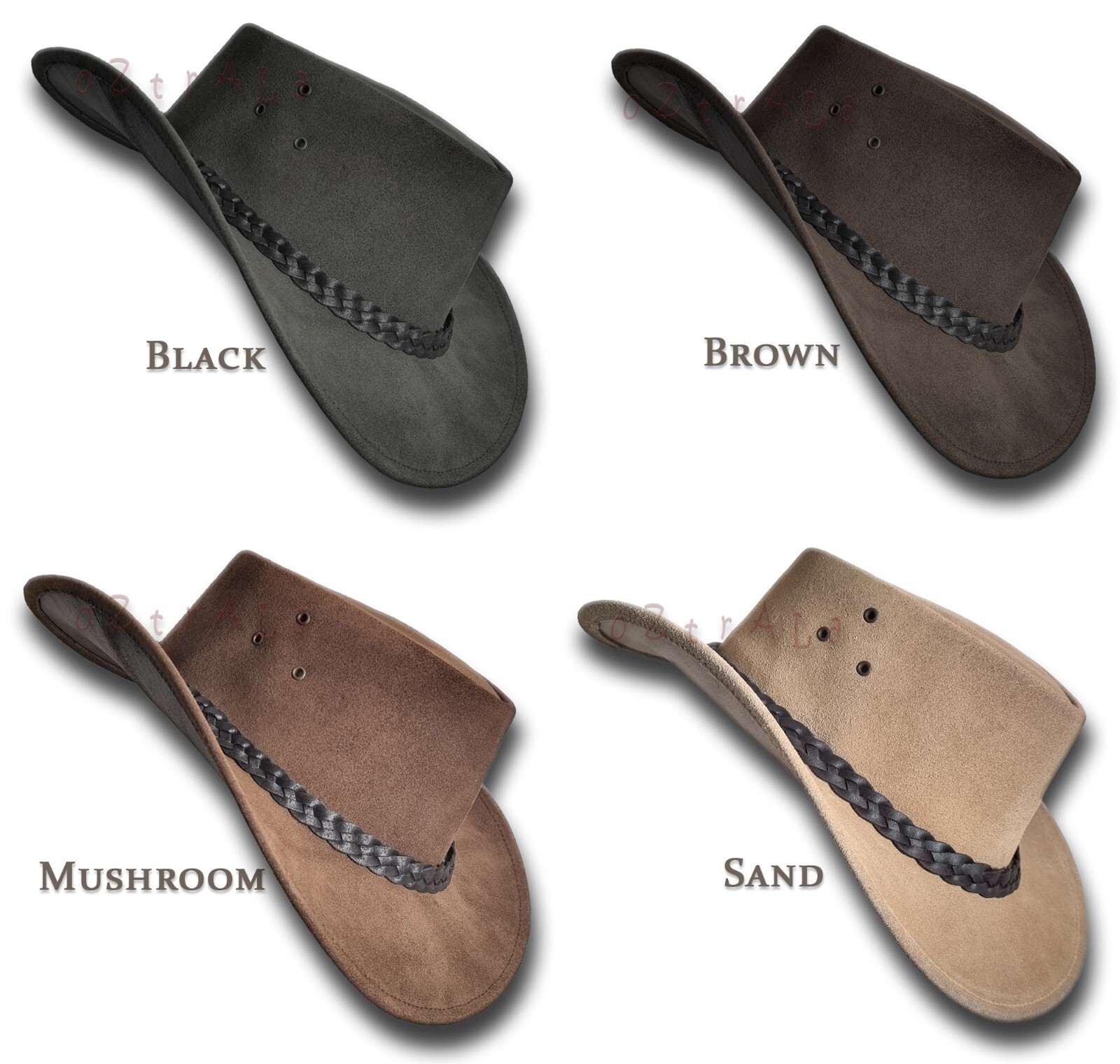 【oZtrALa】Hat Suede LEATHER Cowboy Outback Men Women Australian new FLINDERS HL32
