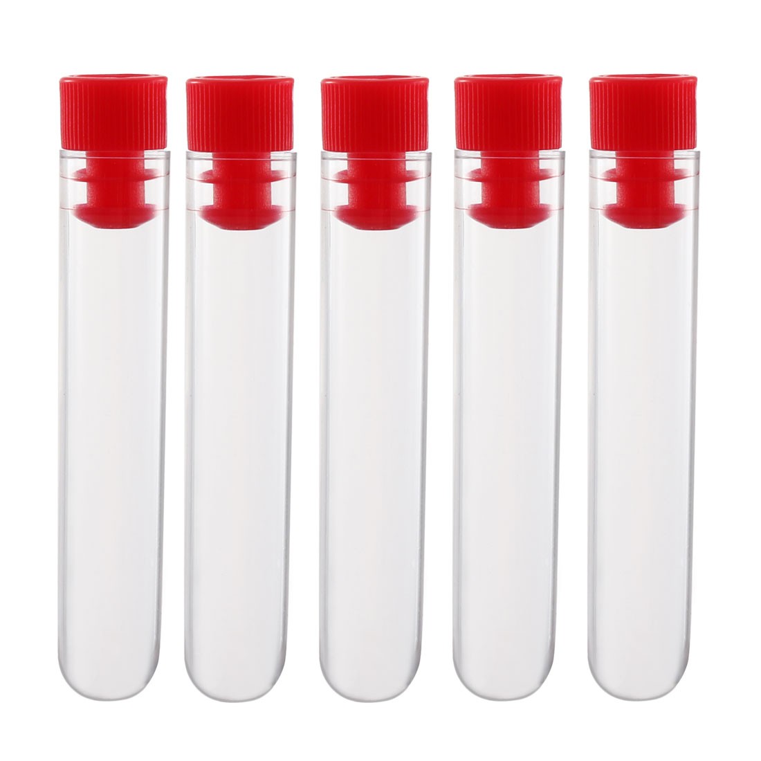20 Pcs Centrifuge Test Tubes Round Bottom Polystyrene with Red Cap 12 x 60mm