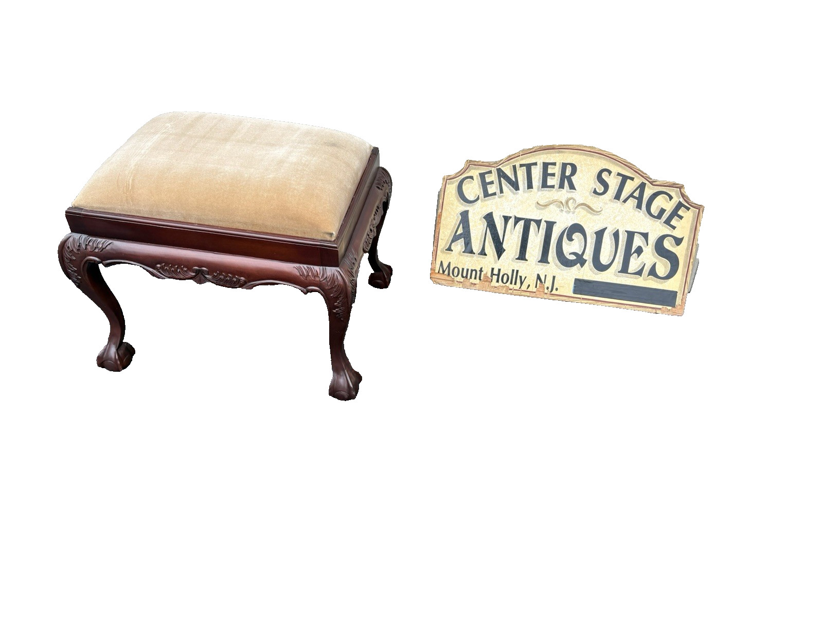 67201 Mahogany Chippendale Ball and Claw Foot Ottoman Footstool