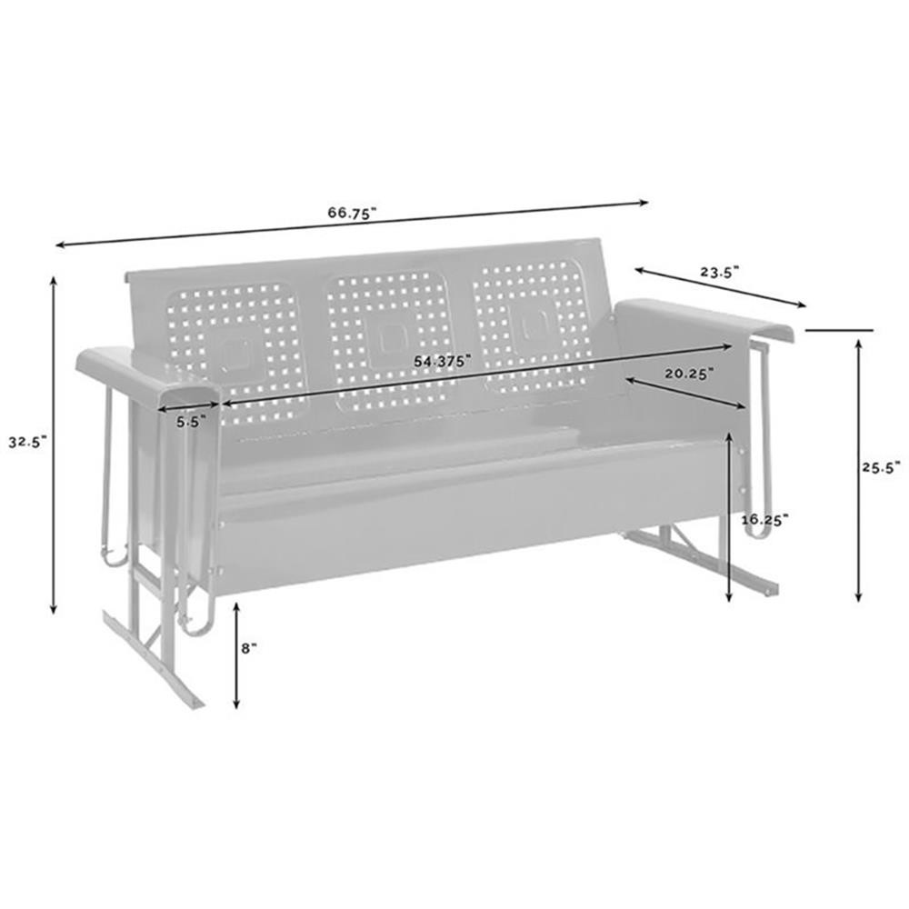 Crosley Furniture Bates Metal Steel Gliding Patio Sofa in White