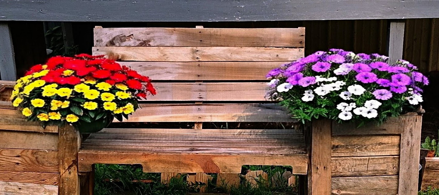Outdoor Wood Bench w/ Built-In Planter Boxes, Brown Medium Wood, 60x24x36"