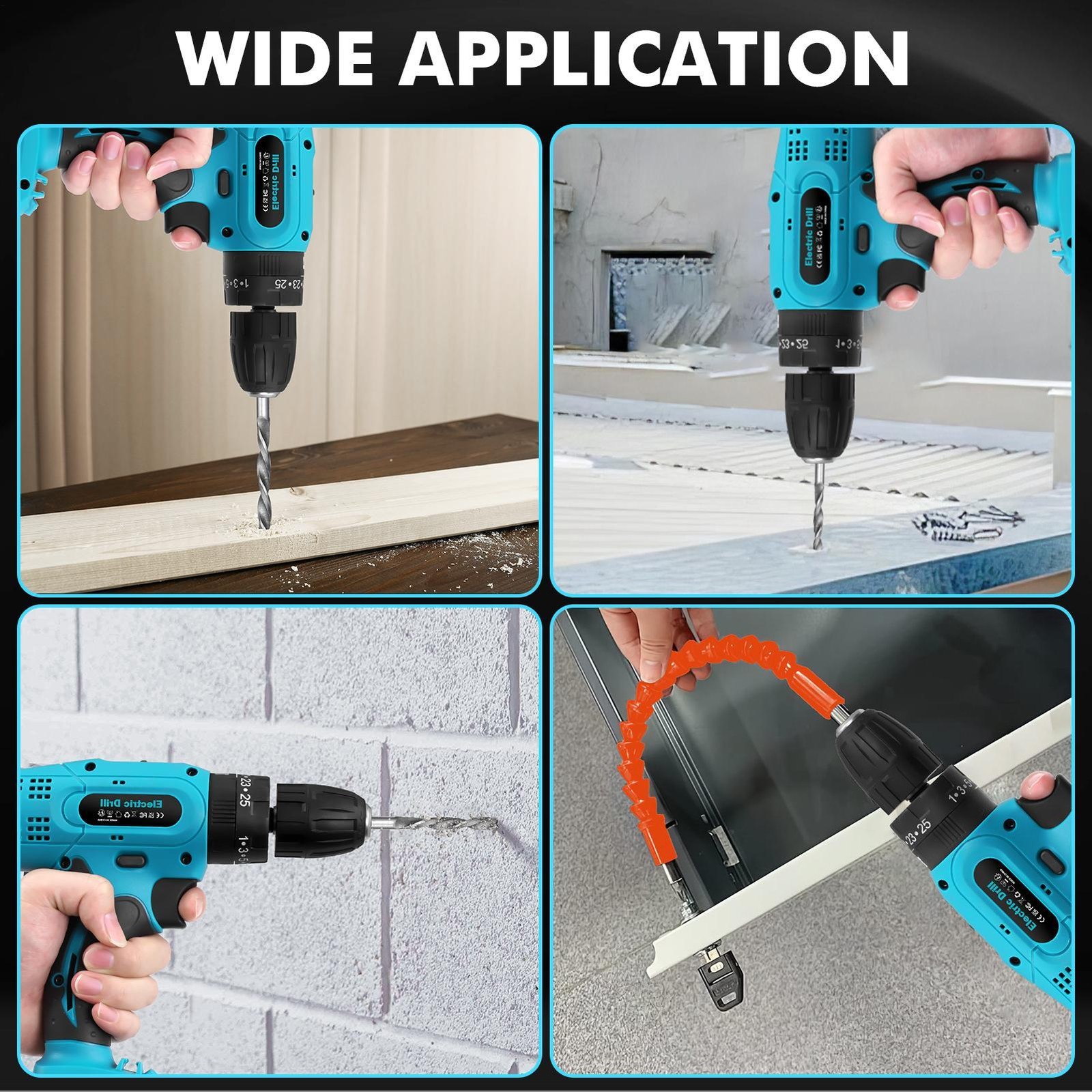 21V Cordless Drill Screwdriver Battery Driver Electric W/ 2 Batteries