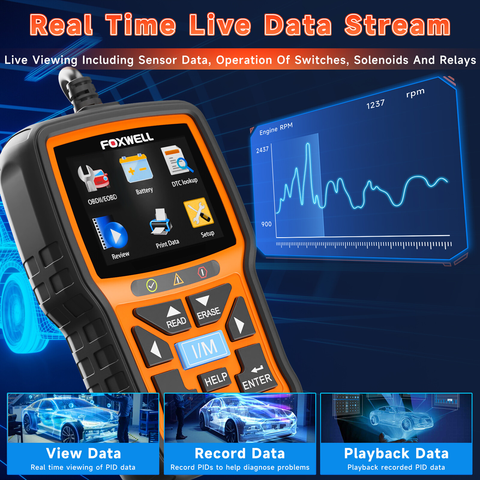 OBD2 Automotive Scanner Battery Tester Full Engine Code Reader Diagnostic Tool