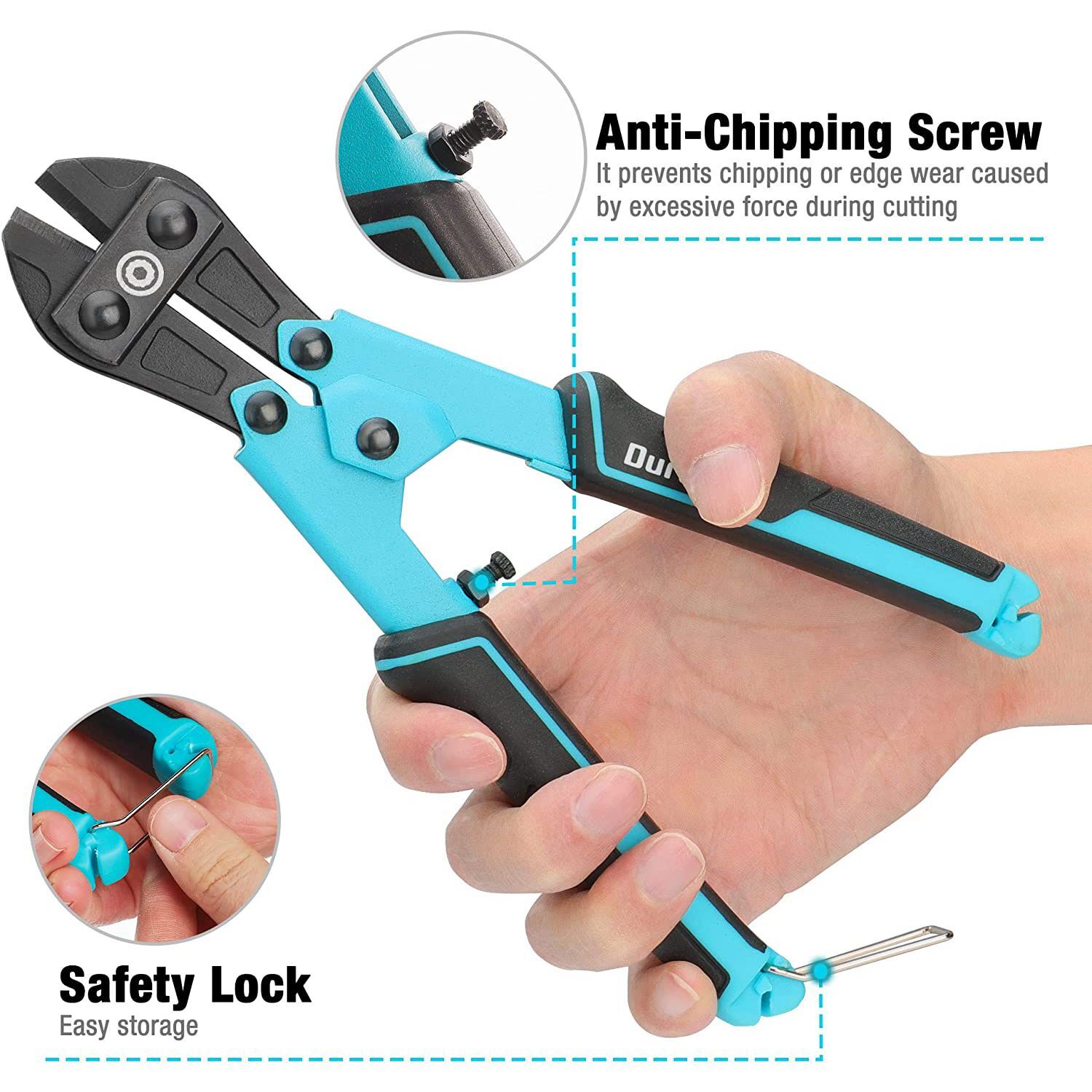 DURATECH 8" Bolt Cutter Chrome Vanadium Steel Blade for Wire Cable Security Lock