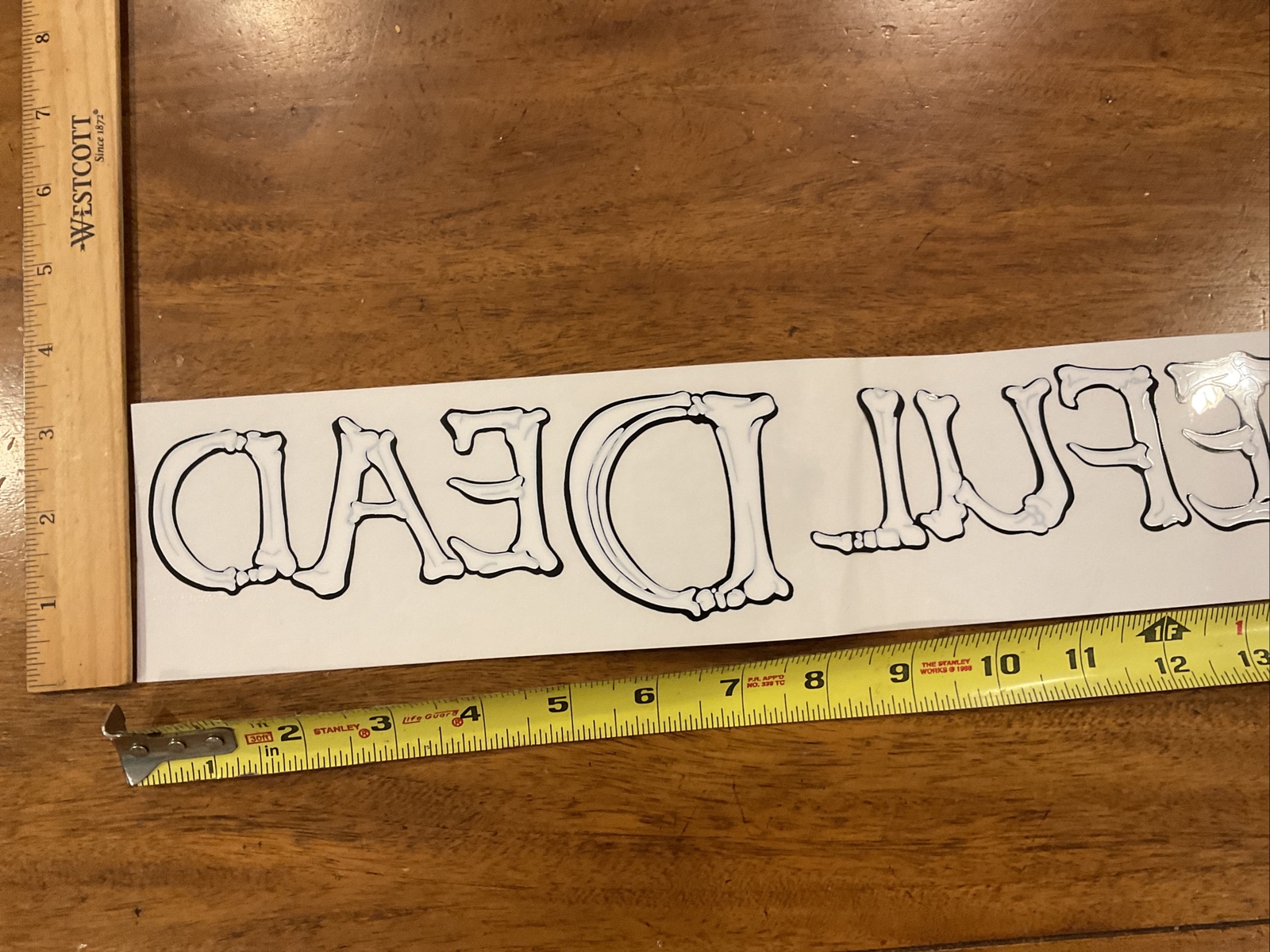 VTG 1990 Grateful Dead Spell Out Bones Window Decal Sticker Original