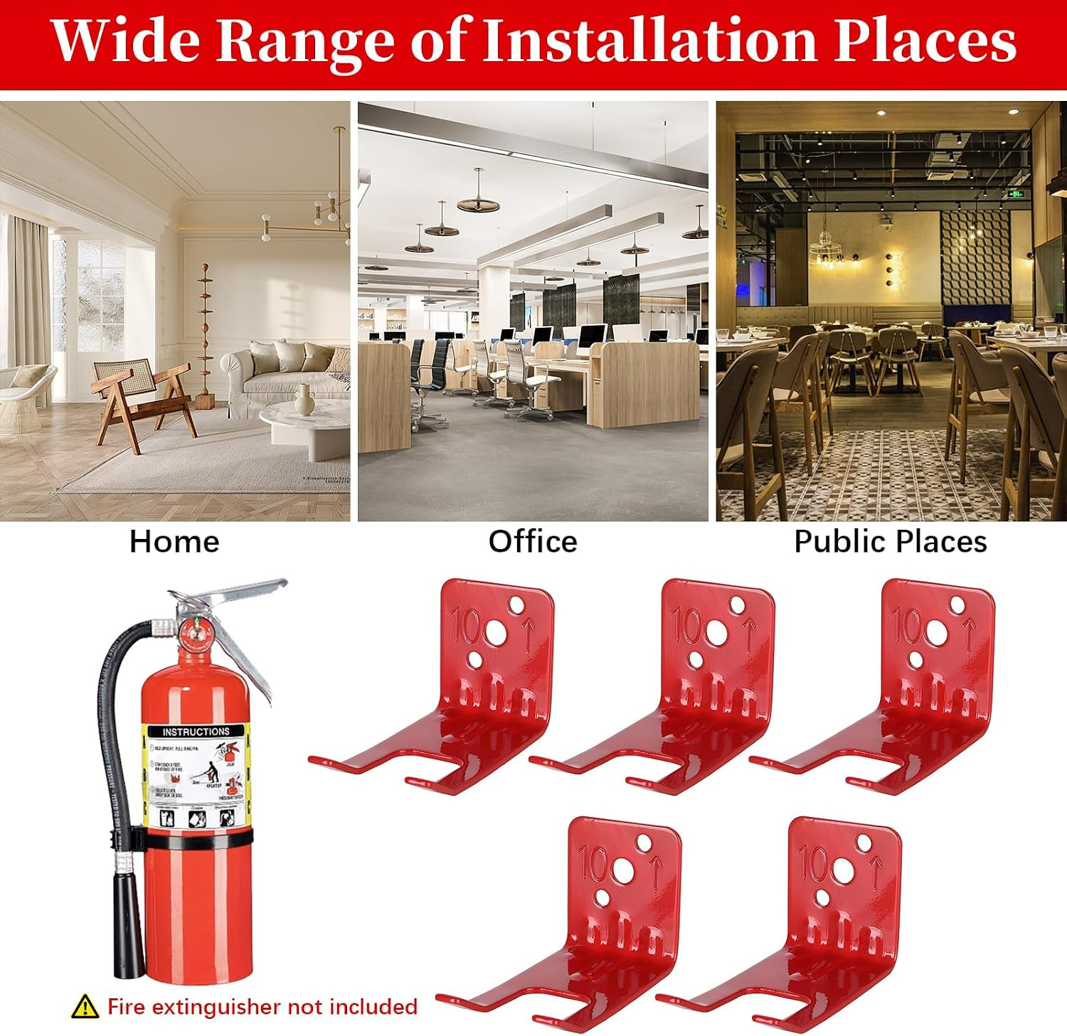 Fire Extinguisher Bracket 5 Pack, for Big and Small Fire Extinguisher Cabinet, A