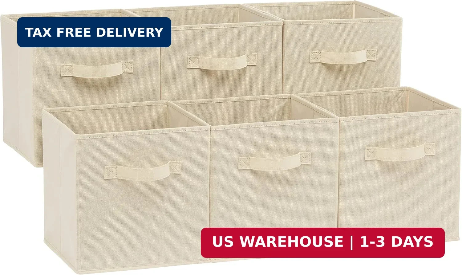 Collapsible Fabric Storage Cubes Organizer with Handles, Sturdy St