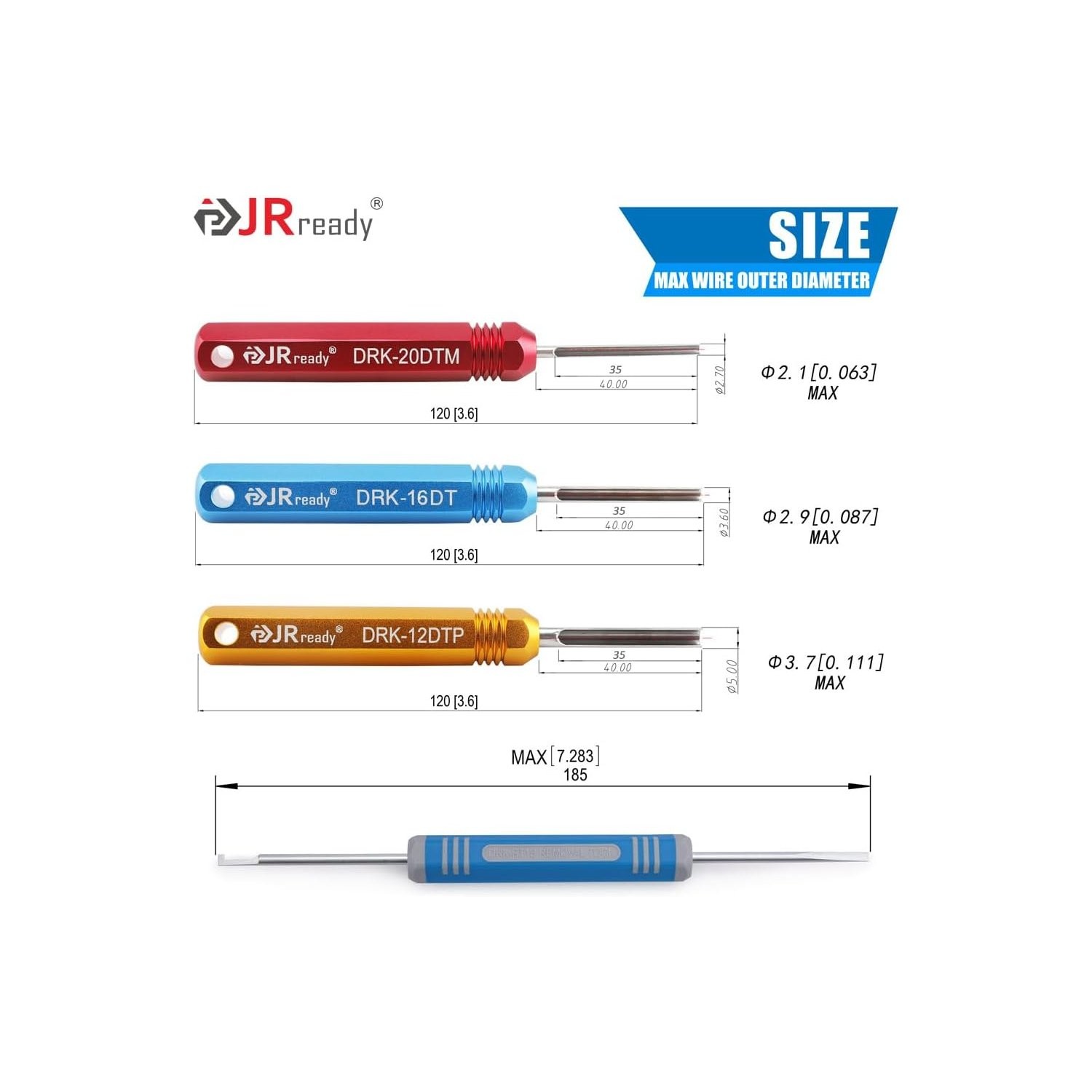 Multi-Use Pin Removal Tool for Deutsch Connectors with Anodized Aluminum Handle