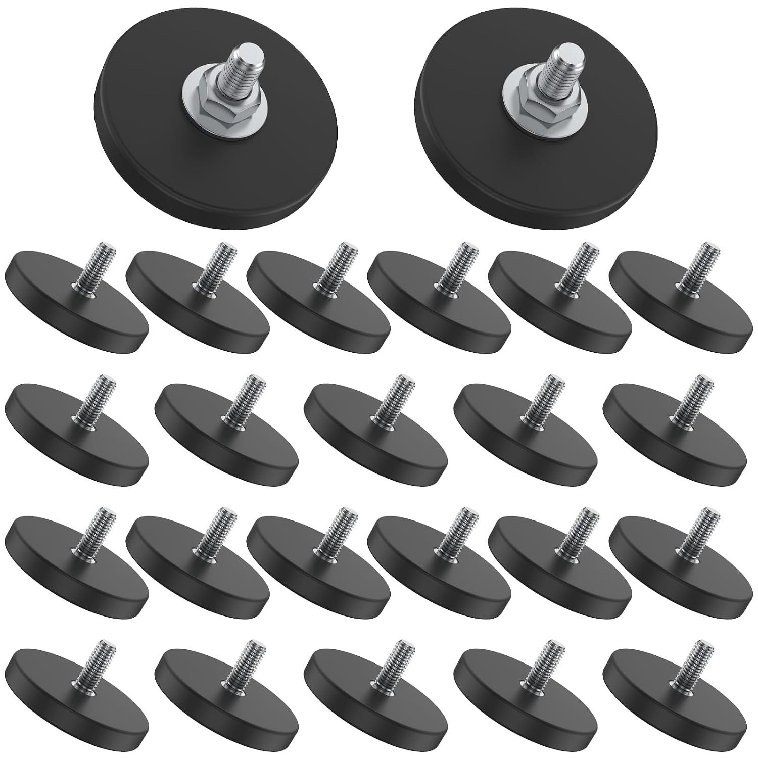 24 Pack Rubber Coated Magnets M6 Rock Light Magnets 1.69 Inch Mounting Magnet Th