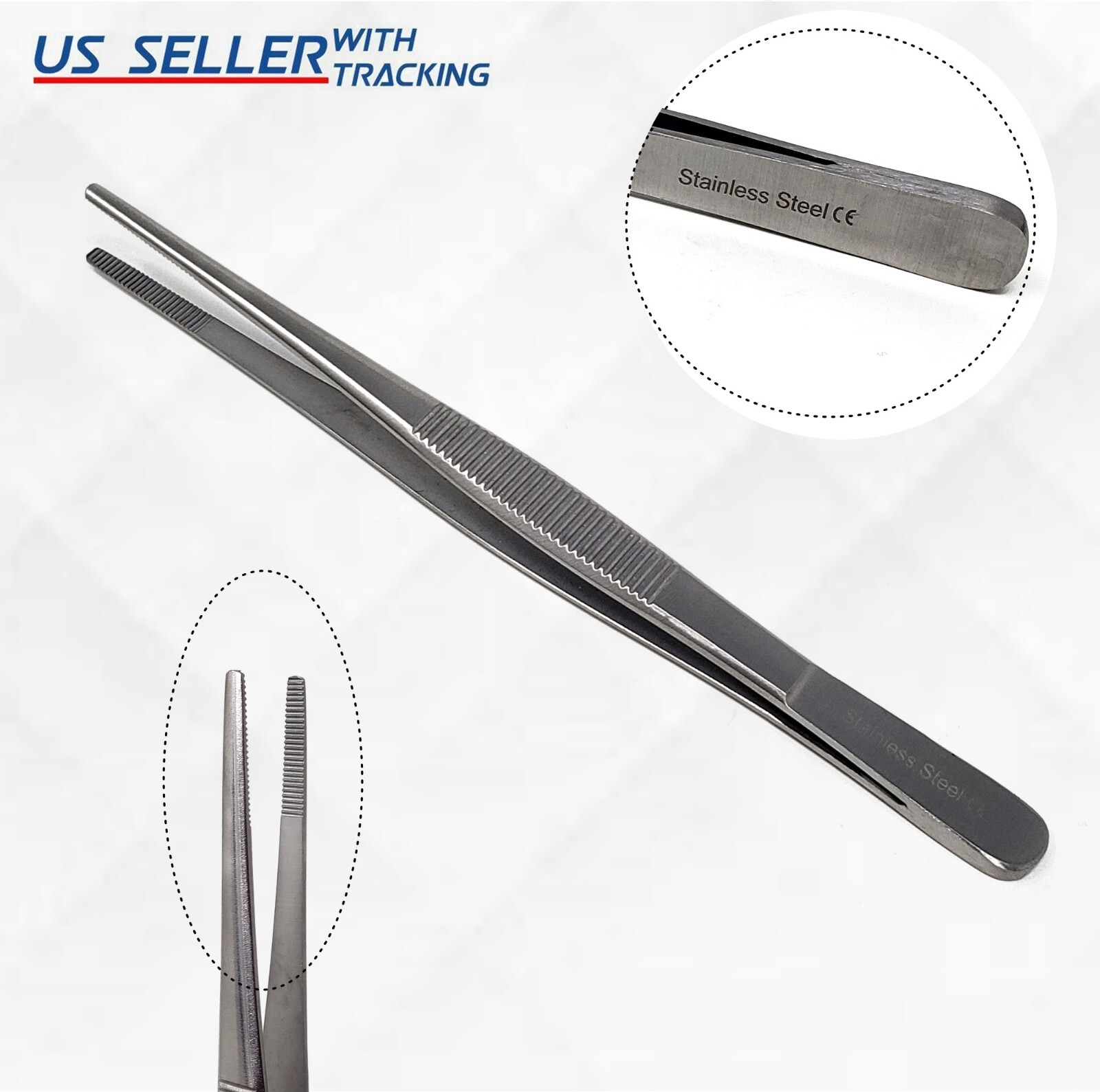 New Dressing Forceps Thumb Tweezers Serrated Tip Stainless Steel Instruments