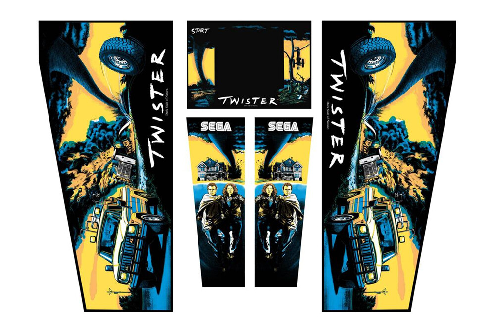 Data East SEGA Twister Pinball Machine CABINET Decal Set