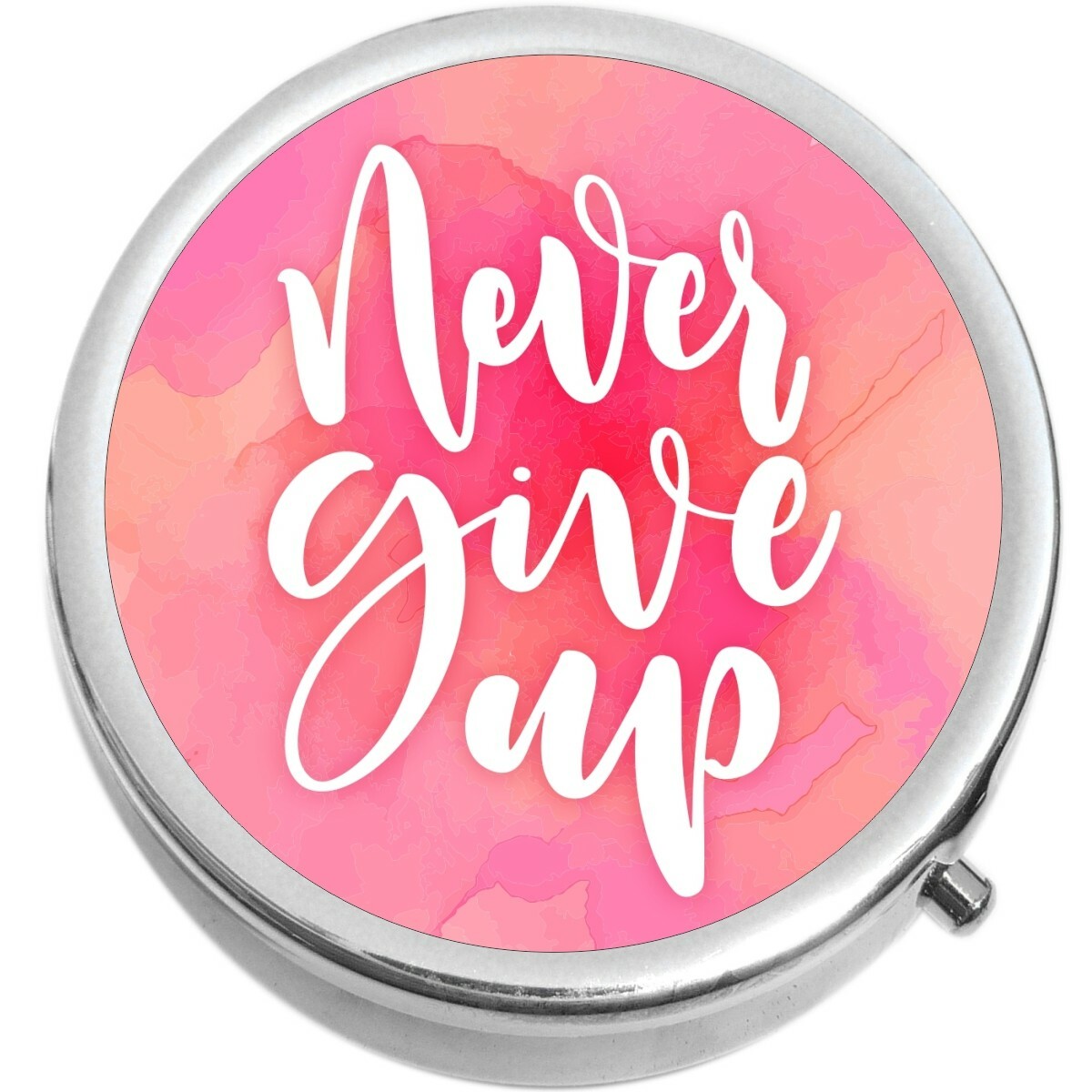Never Give Up  Medicine Vitamin Compact Pill Box