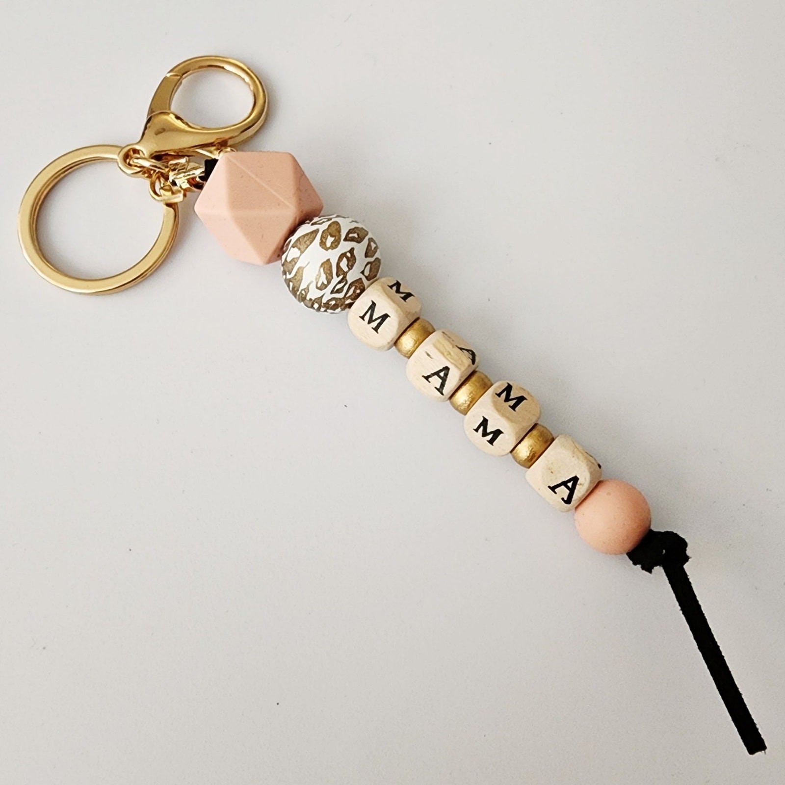 Mama Leopard Block Keychain - Blush
