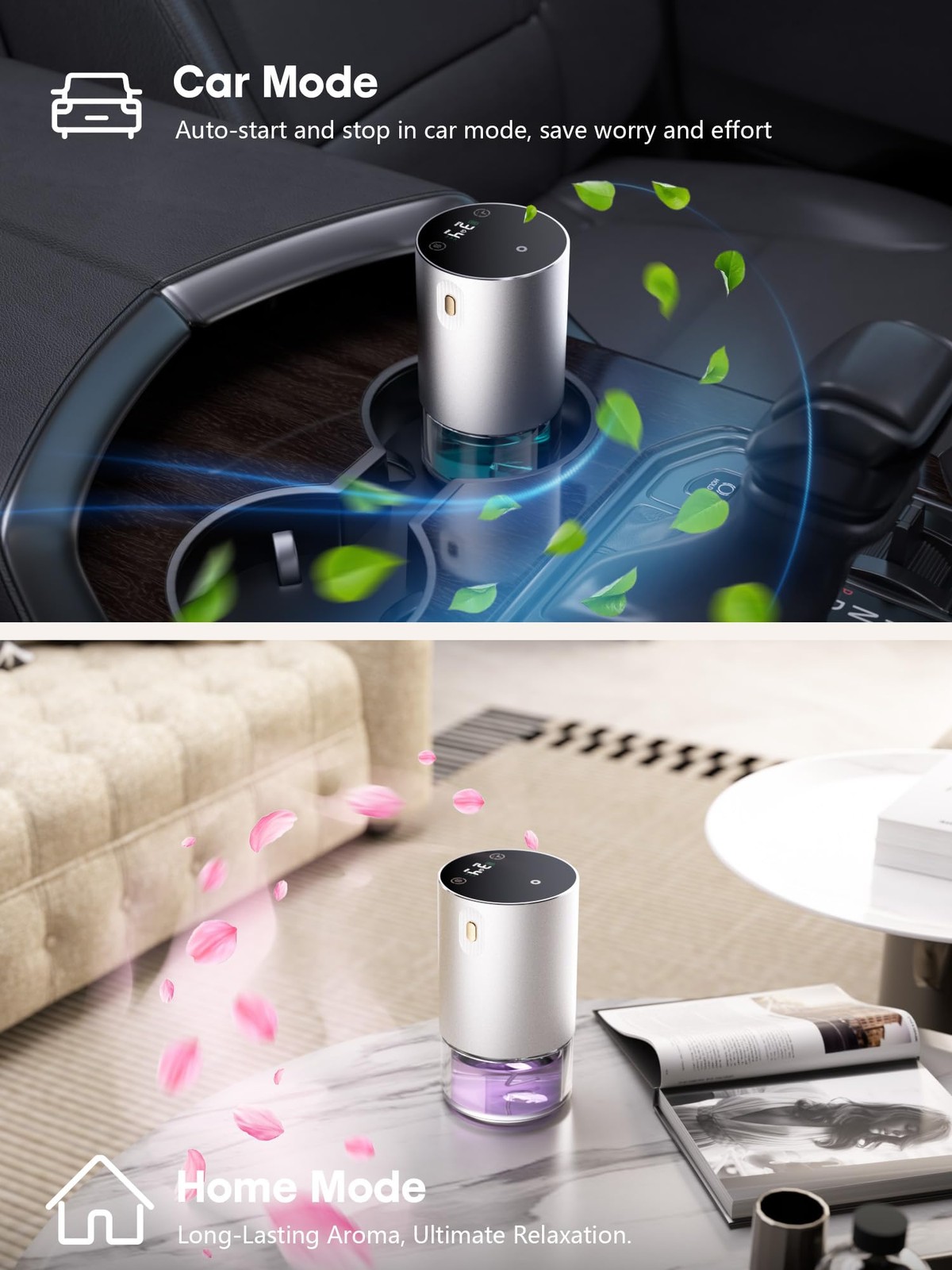Waterless Essential Oil Diffuser, Rechargeable Aromatherapy Scent Silver