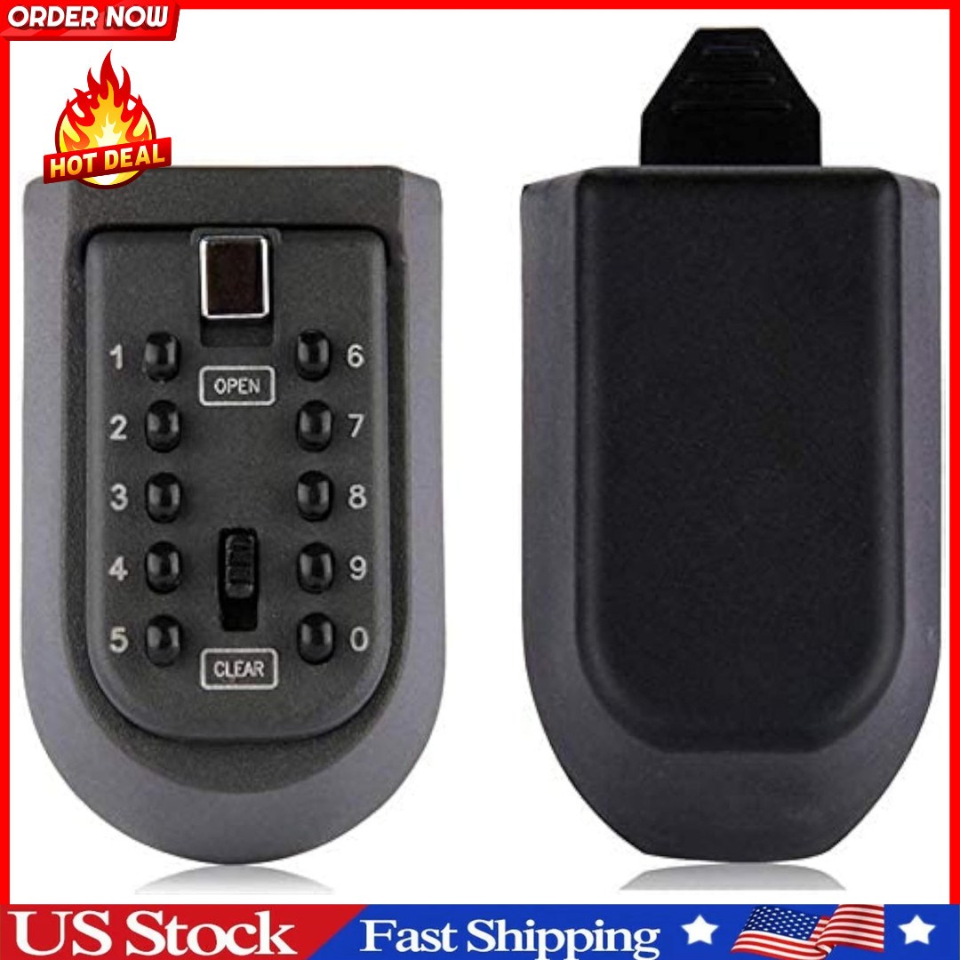 Key Lock Box for Outside Wall Mount, Waterproof Spare Key Storage Box, 10-dig...