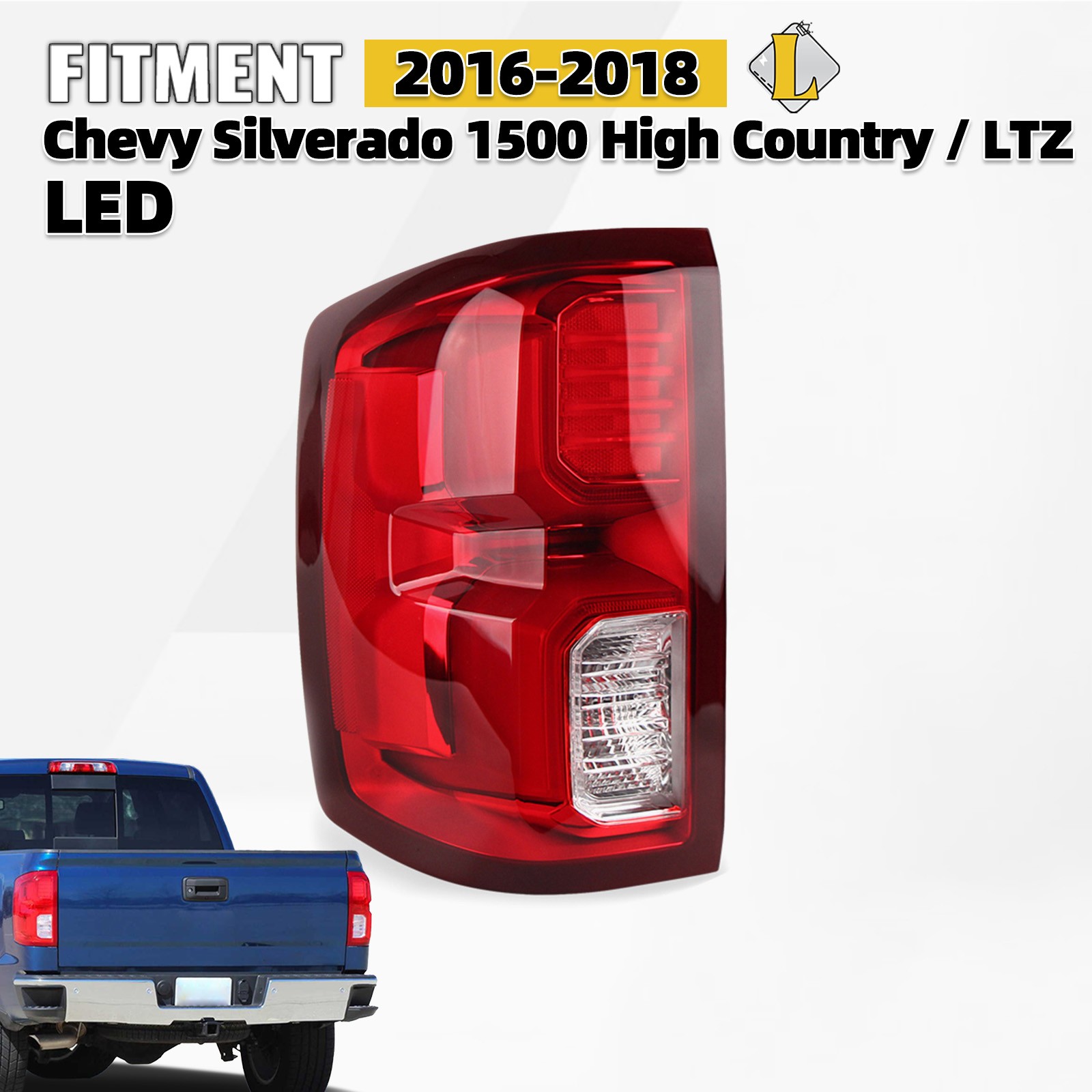 For 2016-2018 Chevy Silverado 1500 High Country / LTZ LED Tail Light Left Driver