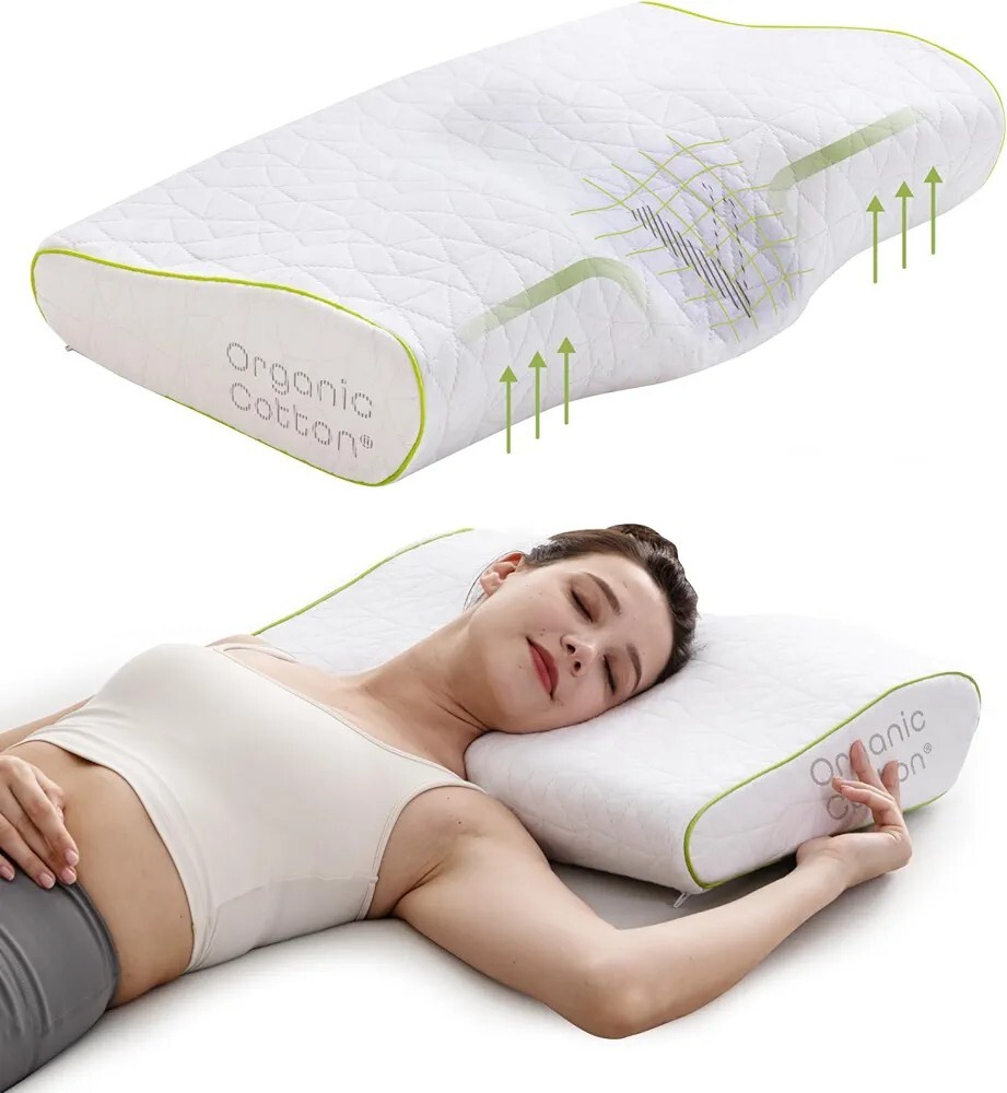 Adjustable Contour Memory Foam Pillow - Standard Size - Orthopedic Neck Support,