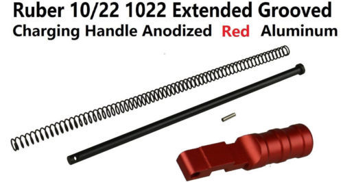 Ruger 1022 Extended Grooved Round Charging Handle RED Anodized Aluminum
