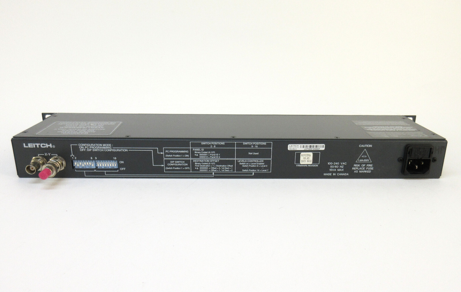 Leitch RCP-32X1P 1RU Remote 32x1 Programmable Push Button Switch Panel
