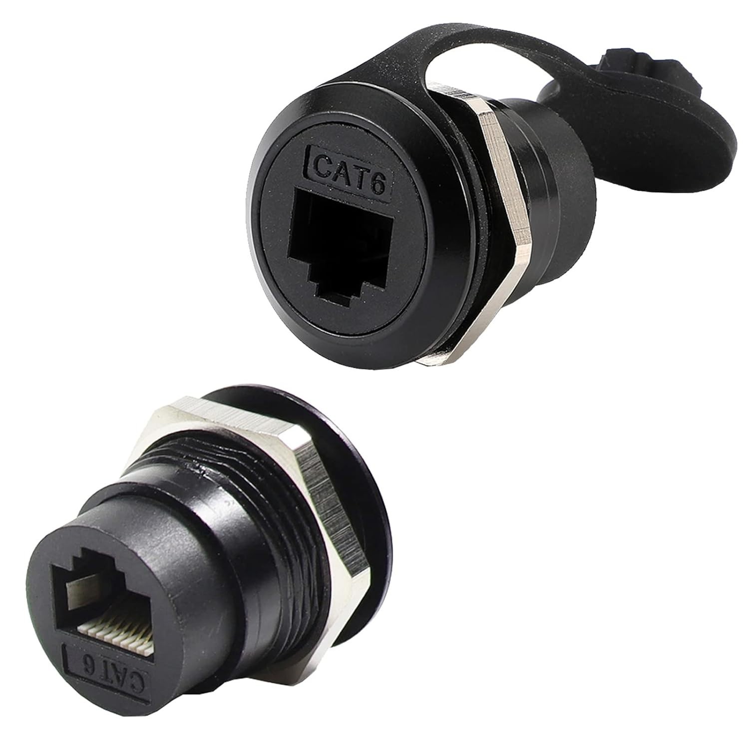 2Pack RJ45 Panel Mount Coupler, Ethernet LAN Pass through Connector, CAT6 Female