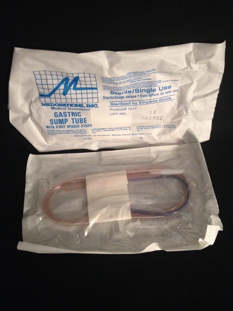 LOT OF 5 NEW MEDOVATIONS Gastric Sump Tube w/X-Ray Opaque Stripe #1217-18 18FR