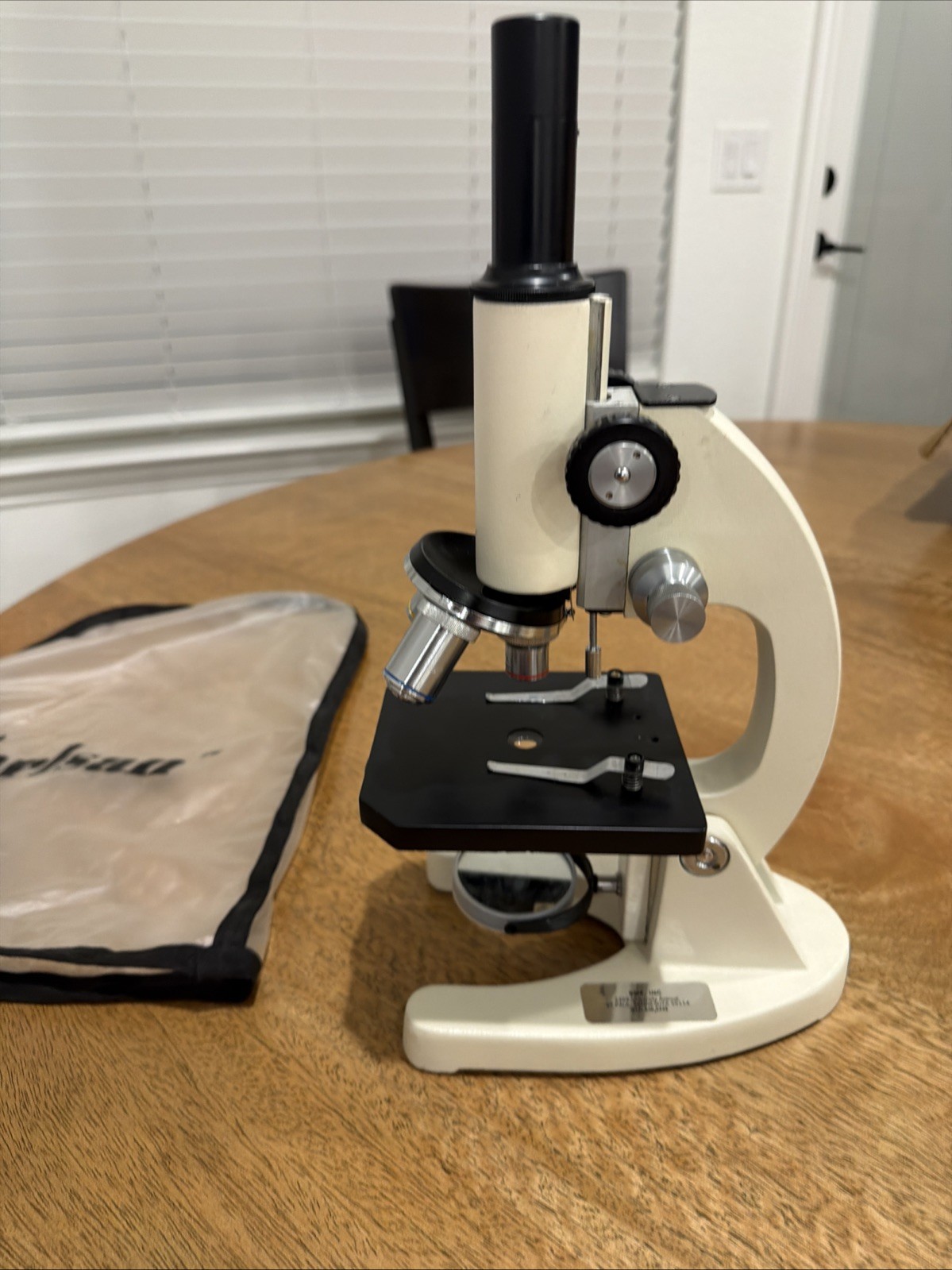 Vintage Carlsan Monocular Microscope with 3 Objectives And Micro slides