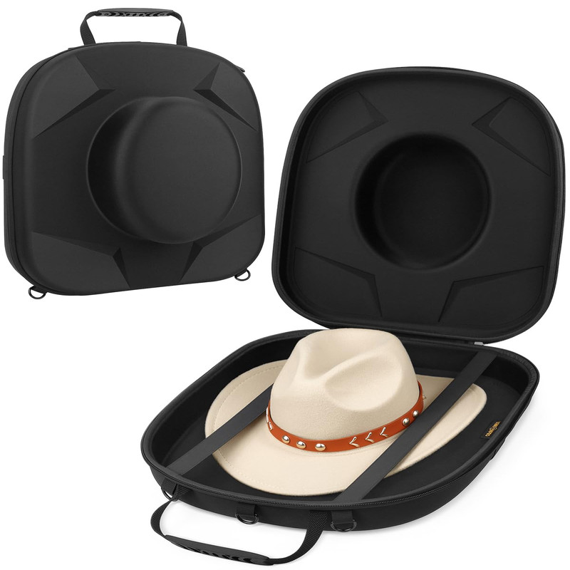 Vanlonpro Crush-Proof Travel Hat Case - Hard Shell Carrier For Cowboy Fedora