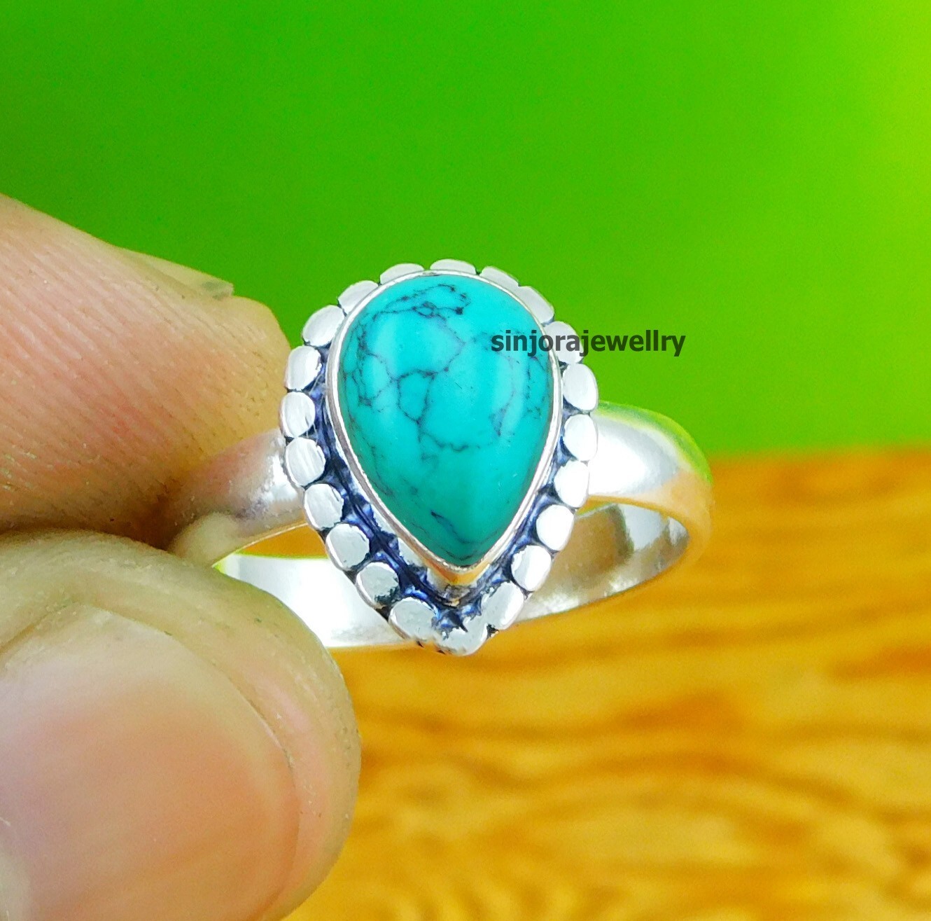 Turquoise  gemstone 925 sterling silver handmade Gift Ring US size 5 to 10