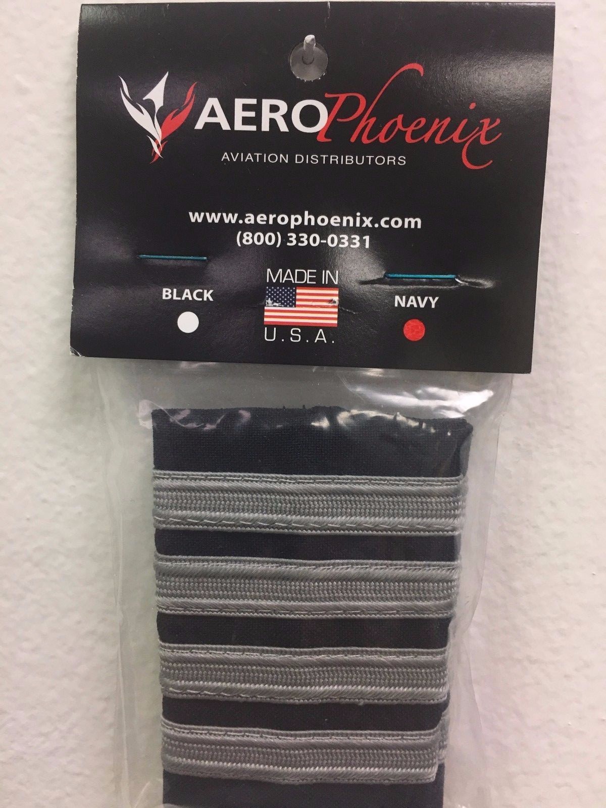 AeroPhoenix AIRLINE CAPTAIN EPAULET SLIDERS  4 BARS SILVER NYLON on  NAVY