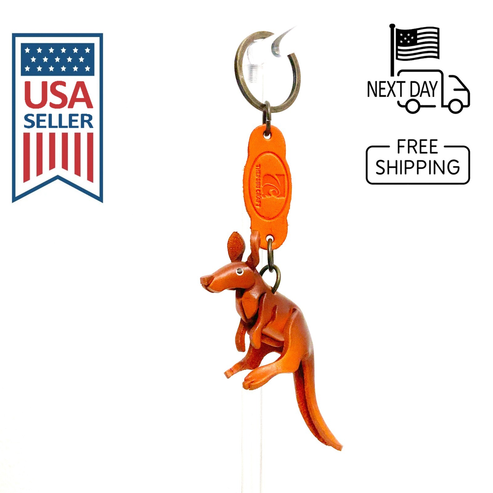 Kangaroo Handmade Leather Keyring