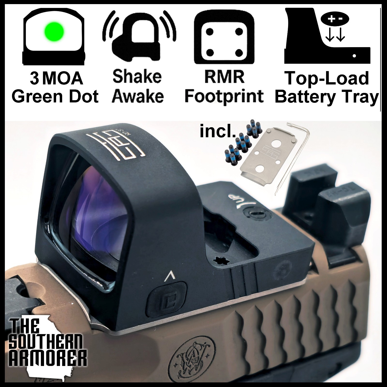Green Dot Optic Sight w Shake Awake + Adapter Plate for M&P® M2.0 CORE