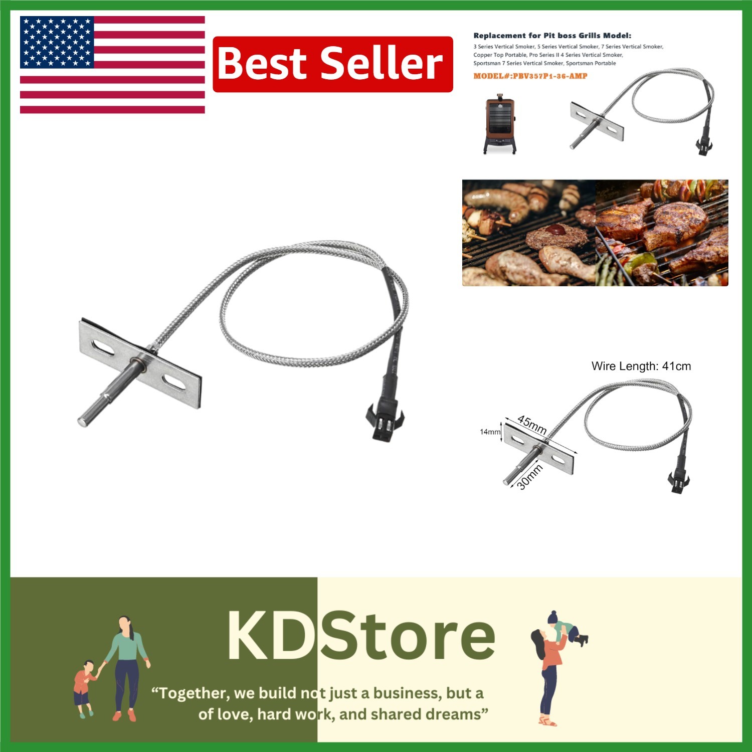 Waterproof Digital RTD Temperature Probe for Pellet Grills BBQ P7 Series