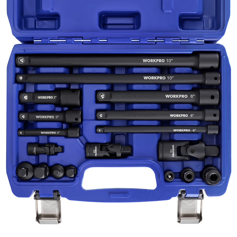 WORKPRO 18PCS Drive Tool Accessory Sets 1/4"&3/8"&1/2" Socket Adapter Extensions