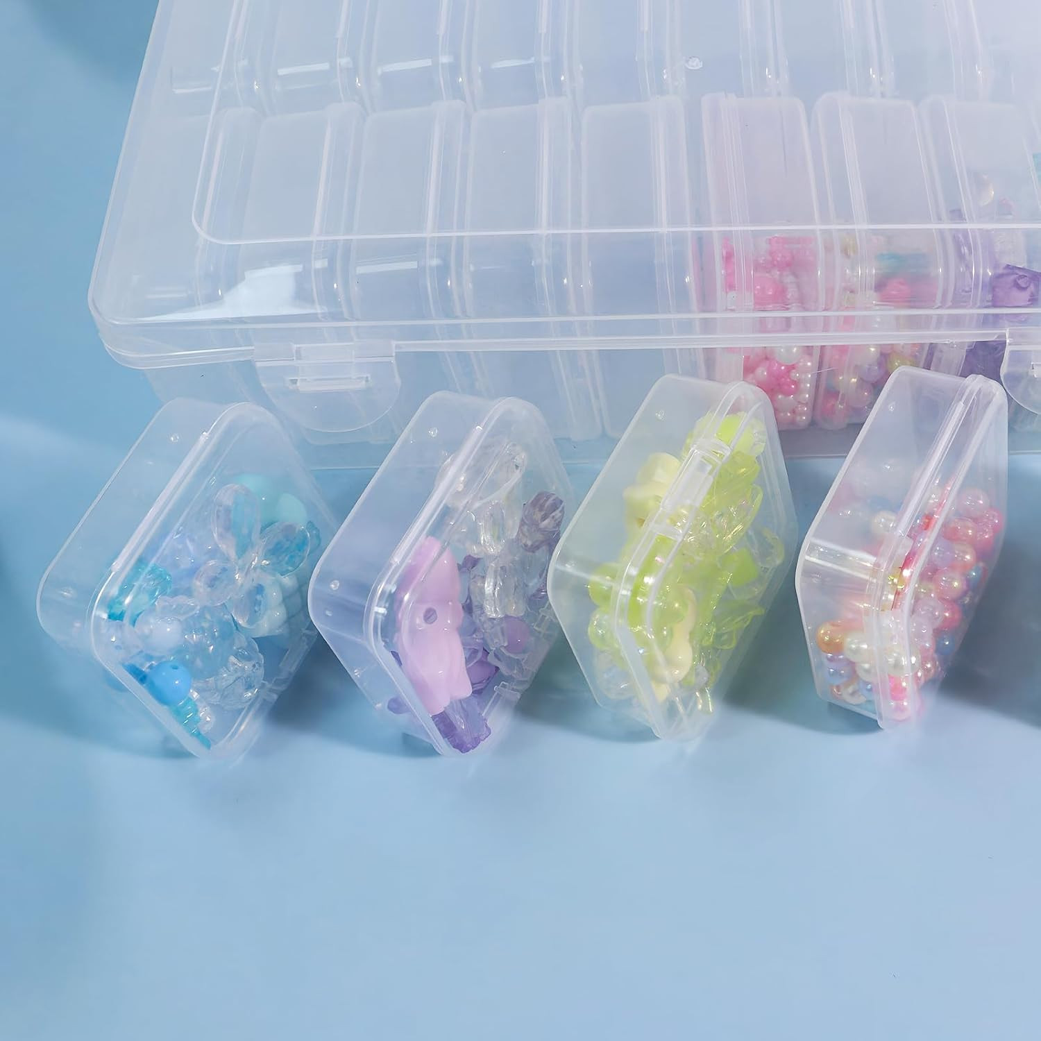 30Pack Bead Organizer Box With Hinged Lid - Clear Bead Storage Containers for Or