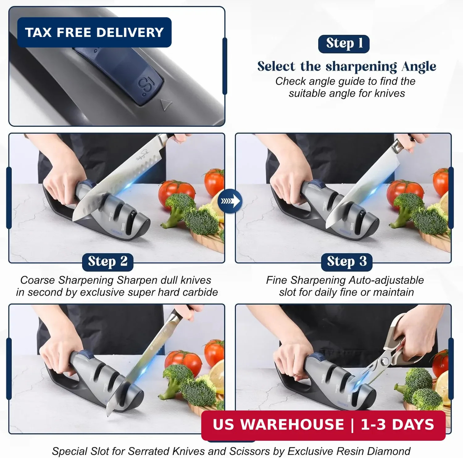 5-Angle Adjustable Knife Sharpener,Handheld Pocket Knife Sharpener, Suitable for