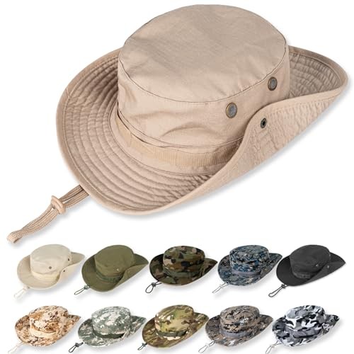 Sun Hats for Men Women Bucket Hat UPF 50+ UV Protection Boonie Hat for 1 Khaki
