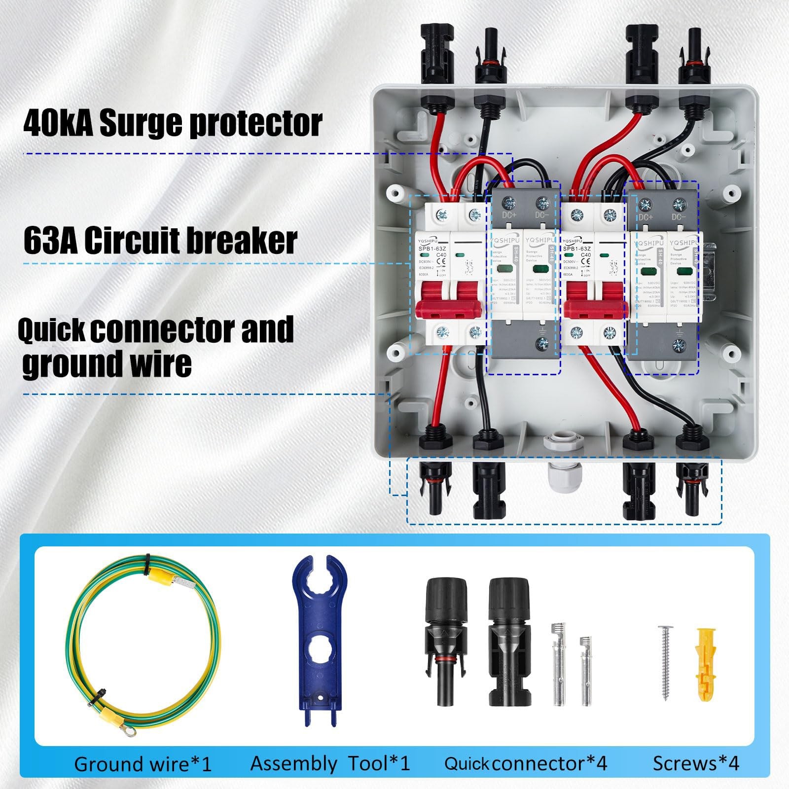 Lytesolar 2 String 1000V Pv Combiner 2 In 2 Out Dual String 63A Dc Circuit