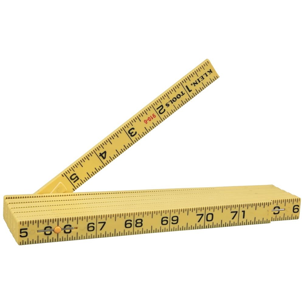 Klein Tools 910-6 Folding Ruler 6-Foot, Durable Fiberglass, One Size, Yellow