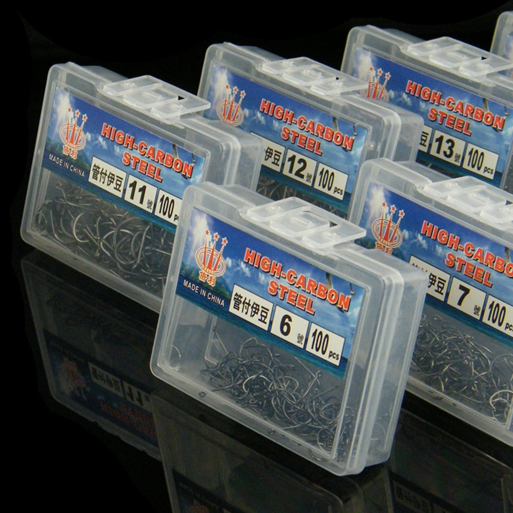 Fish Hook Box 100 Tubes 5#-15# High Carbon Steel Hook With Izu Hook Box 2022 New