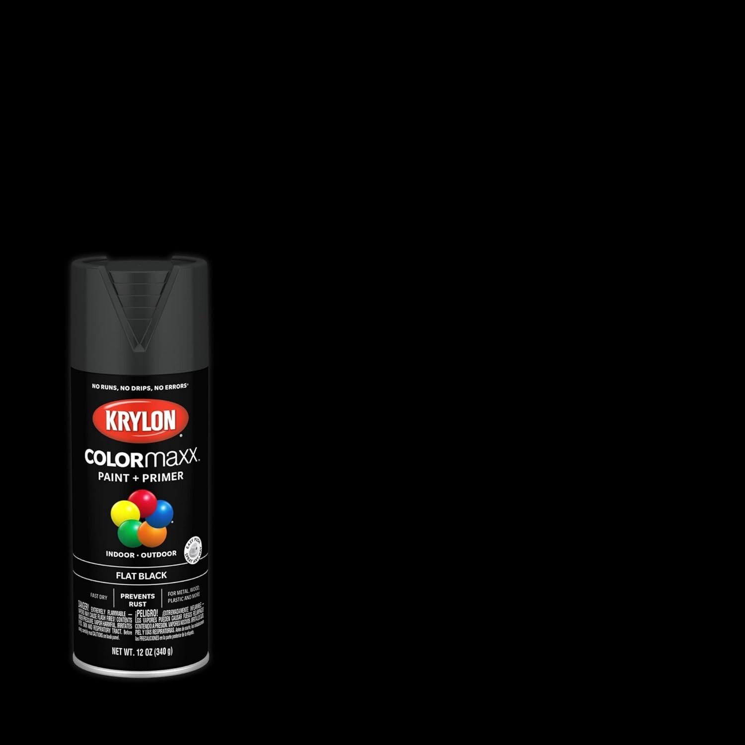 ColorMaxx 12 Oz. Fast-Drying Flat Black Spray Paint, Rust Resistant & Versatile