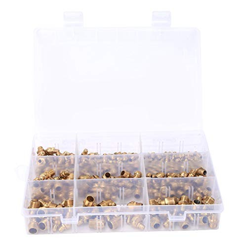 Brass Grease Nipple Assortment Kit, 160pcs Brass Grease Nipple Grease Zerk