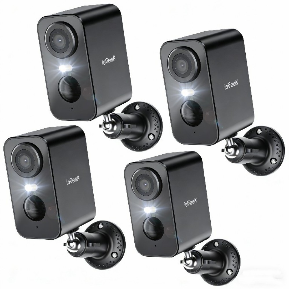 4-Pack ieGeek Security Cameras Wireless Outdoor, 2K Battery Powered WiFi black