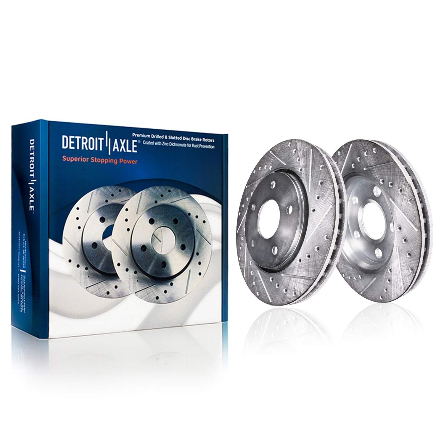 Front and SOLID Rear Drilled Rotors Brake Pads for Lincoln Nautilus Ford Edge