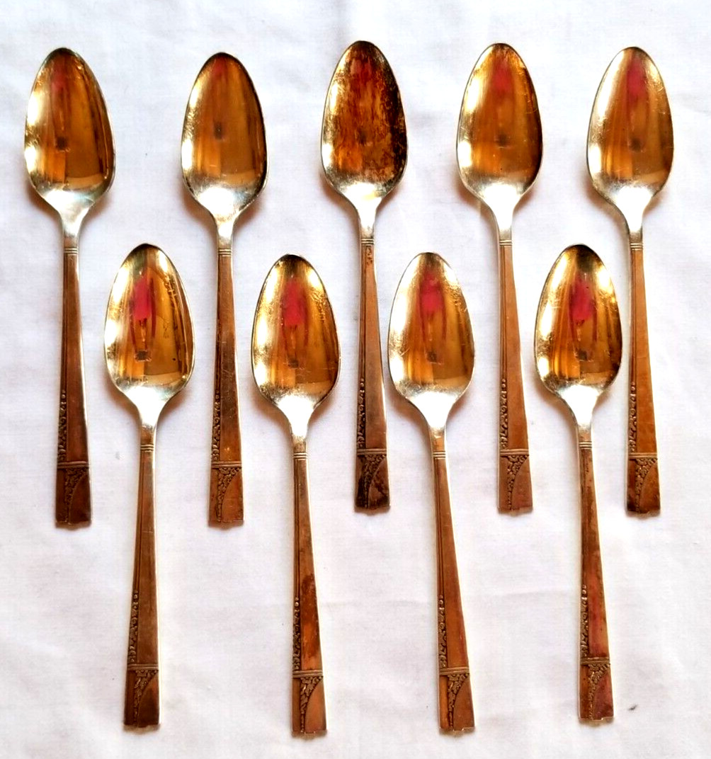 9 Teaspoons Nobility Plate Caprice 1937 Antique Silver Plate Flatware VTG