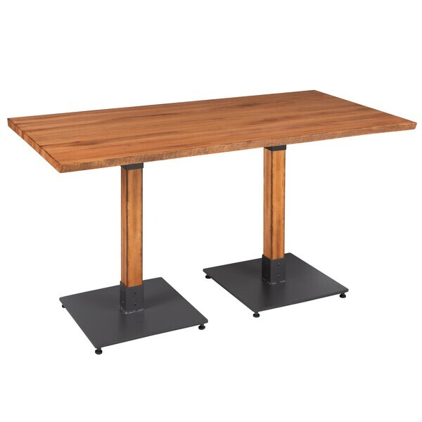 30" x 60" Rectangular Solid Wood Live Edge Restaurant Table Top in Natural Wood