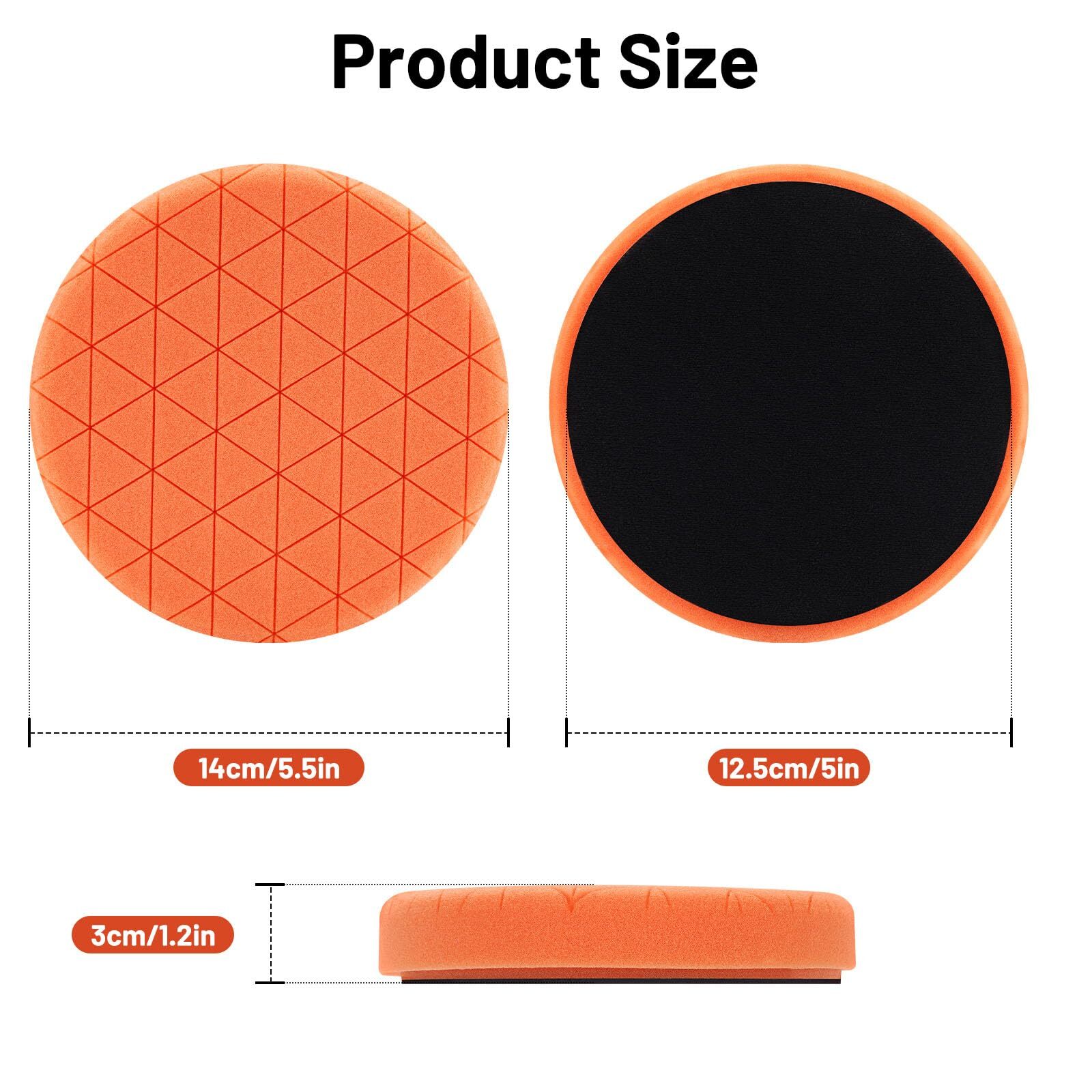 Buffing Polishing Pads 7Pcs 5.5 Inch 140mm Face for 5Inch 125mm Backing Plate...